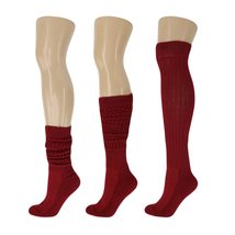 AWS/American Made Cotton Slouch Boot Socks Shoe Size 5 to 10 (Bordeaux 3 Pairs) - £14.16 GBP