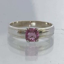 Pink Purple Burma Spinel Cushion Silver Ring Size 8 Solitaire Unisex Design 387 - £70.62 GBP