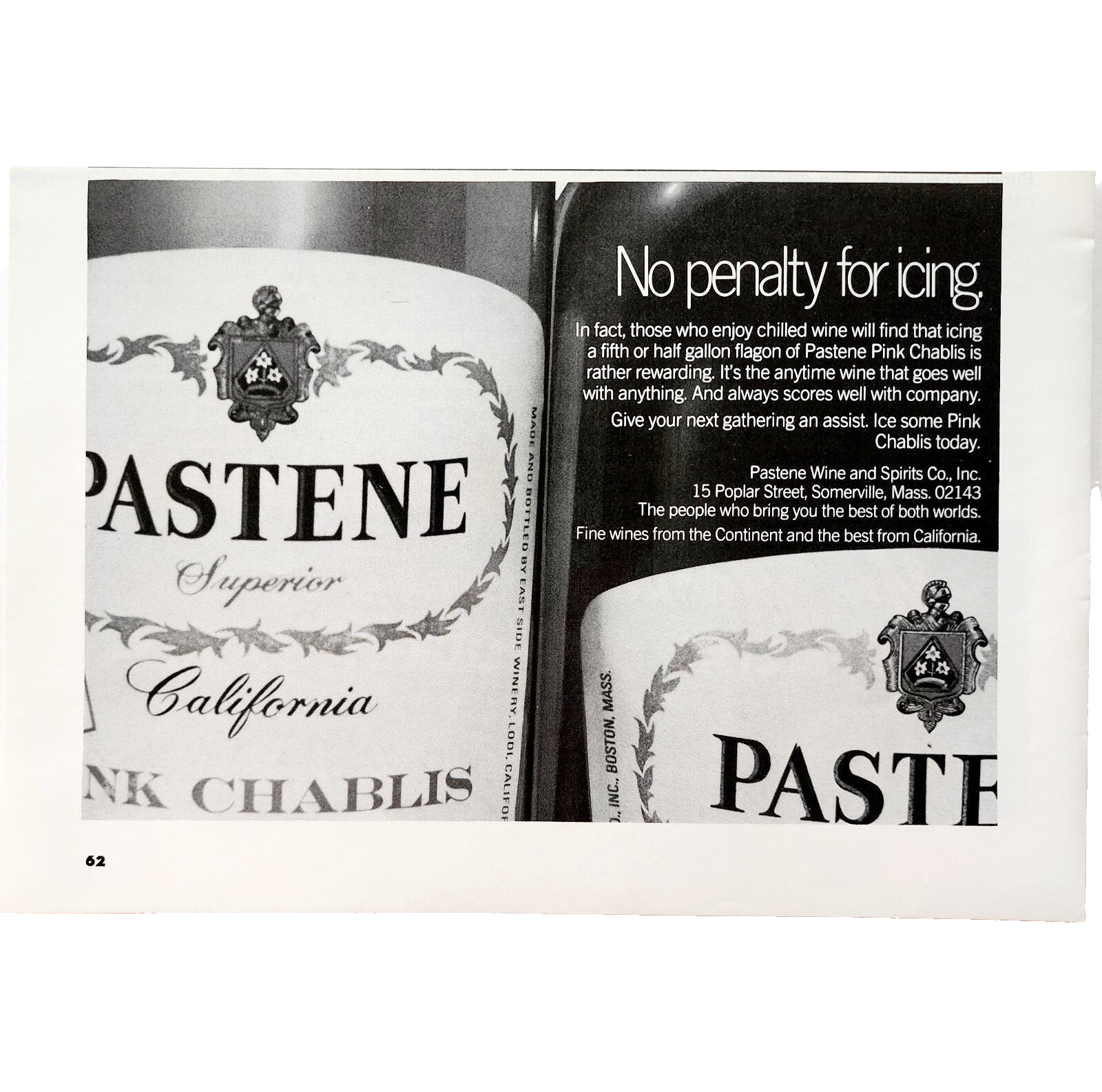1972 Pastene Pink Chablis Wine Advertisement Winery California Vintage D... - $19.99