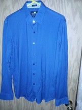 Buttercloth Button Down Shirt Slim Fit Icy Cotton Blue Long Sleeve Mens Large - £19.65 GBP