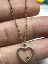Vintage 1/20 12k Gold Filled Diamond Heart Necklace 14” Small Neck Kids - £24.05 GBP