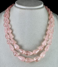 Natural Rose Quartz Beads Drops Cabochon 2 L 649 Ct Gemstone Fashion Necklace - £160.99 GBP