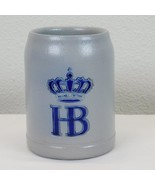 Hofbrauhaus Beer Mug Gray Salt Glaze Pottery Stoneware 5&quot; tall half lite... - $19.35