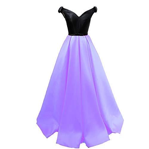 Off The Shoulder Black Top Long Formal Prom Evening Dress Party Lavender US 14