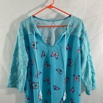 Blue butterfly shirt tie in front size large knit pullover - £8.99 GBP