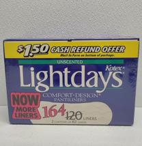 Kotex Vintage Lightdays 164 Ct Unscented Pantiliners Pads NOS Sealed 198... - £34.73 GBP