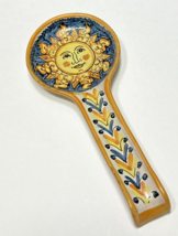Vtg Meridiana Ceramiche Spoon Rest Yellow Blue Sun Face Italy Hand Painted - £22.10 GBP