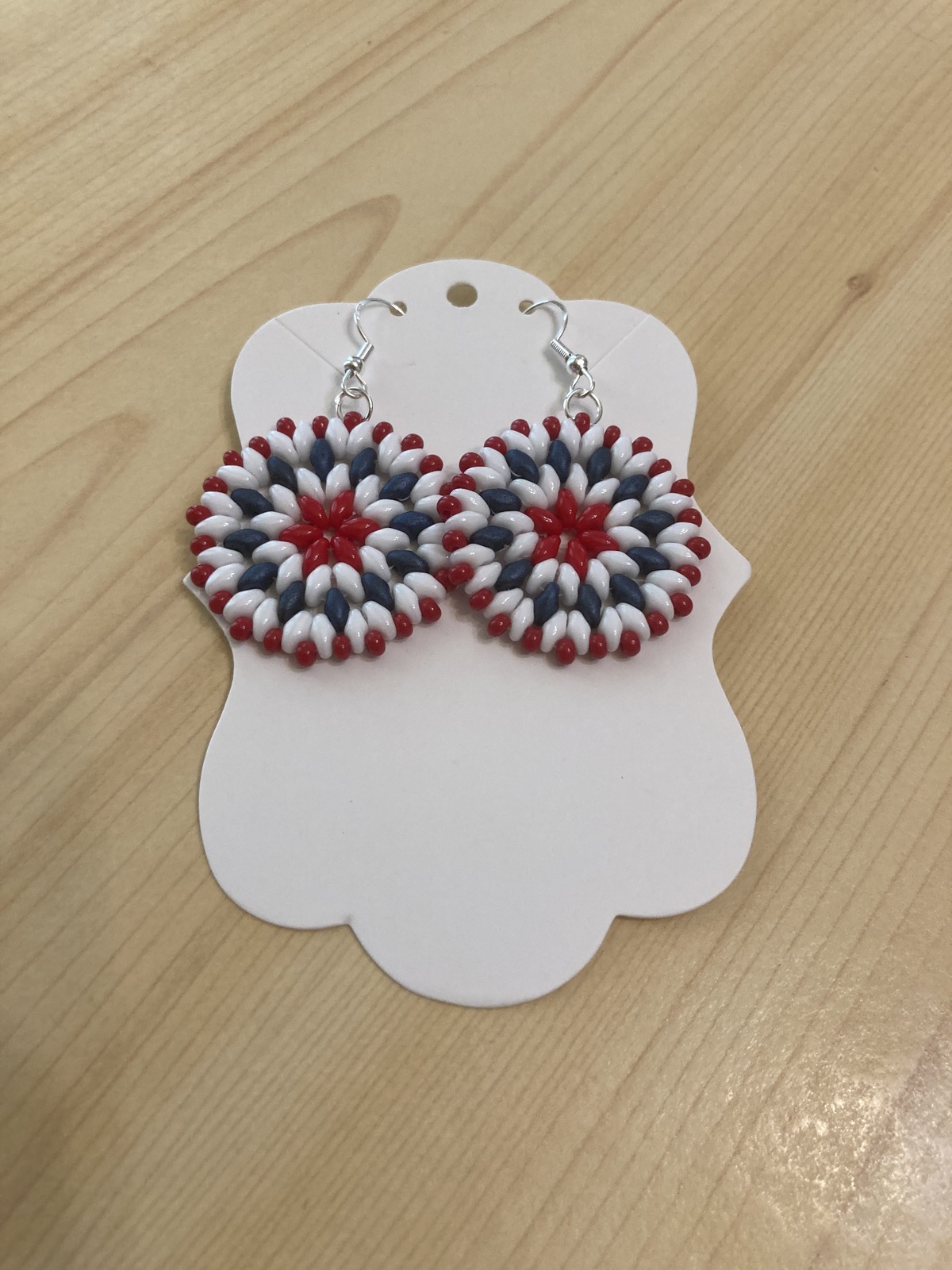 Primary image for Hand Threaded - Circular, Patriotic Themed Gangle Earrings - Free Shippingm- New