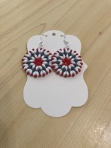 Hand Threaded - Circular, Patriotic Themed Gangle Earrings - Free Shippingm- New - £18.32 GBP
