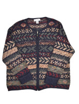 Dress Barn Mohair Wool Blend Cardigan Sweater Womens 18 Ful Zip Fair Isle - £25.00 GBP
