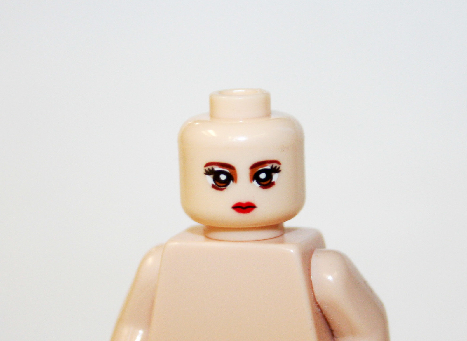 Single Sale Head  female Brown Eyes V2  Minifigure head DIY Block Toys - $2.00