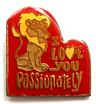 VTG Lion Heart I Love You Passionately Romantic Wild Animal Theme Pin 19... - $12.99