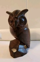 Hand-Carved 6in Ironwood Owl Sculpture Mid-Century Modern Beautiful  - $22.10