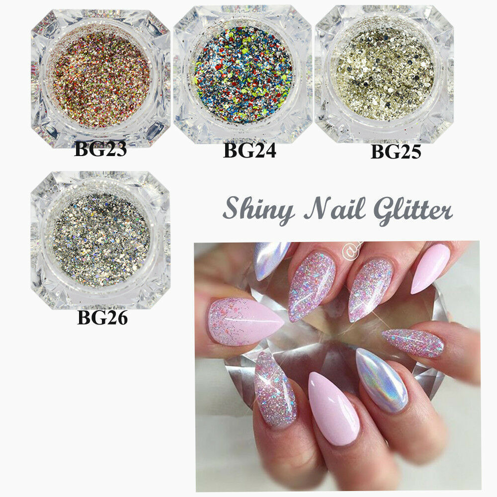 Platinum Shiny Nail Glitter Powder Laser Sparkly Diamond Manicure Nail Art DIY