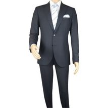 Men Suit BERLUSCONI Turkey Italian Wool 180's Single Breasted 623-03 Navy Plaid image 7