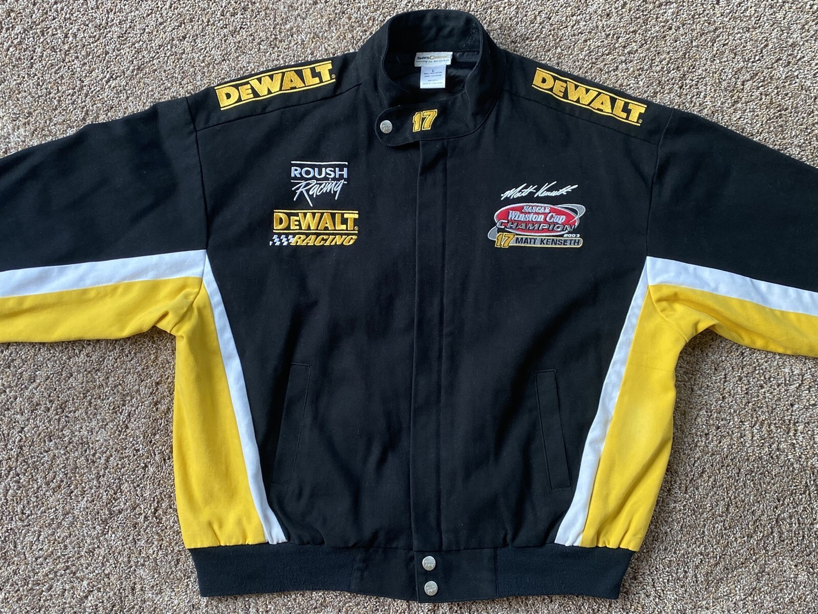 2003 Winston Cup Champion DeWalt Black Yellow Full Zip NASCAR Jacket - S... - $99.99