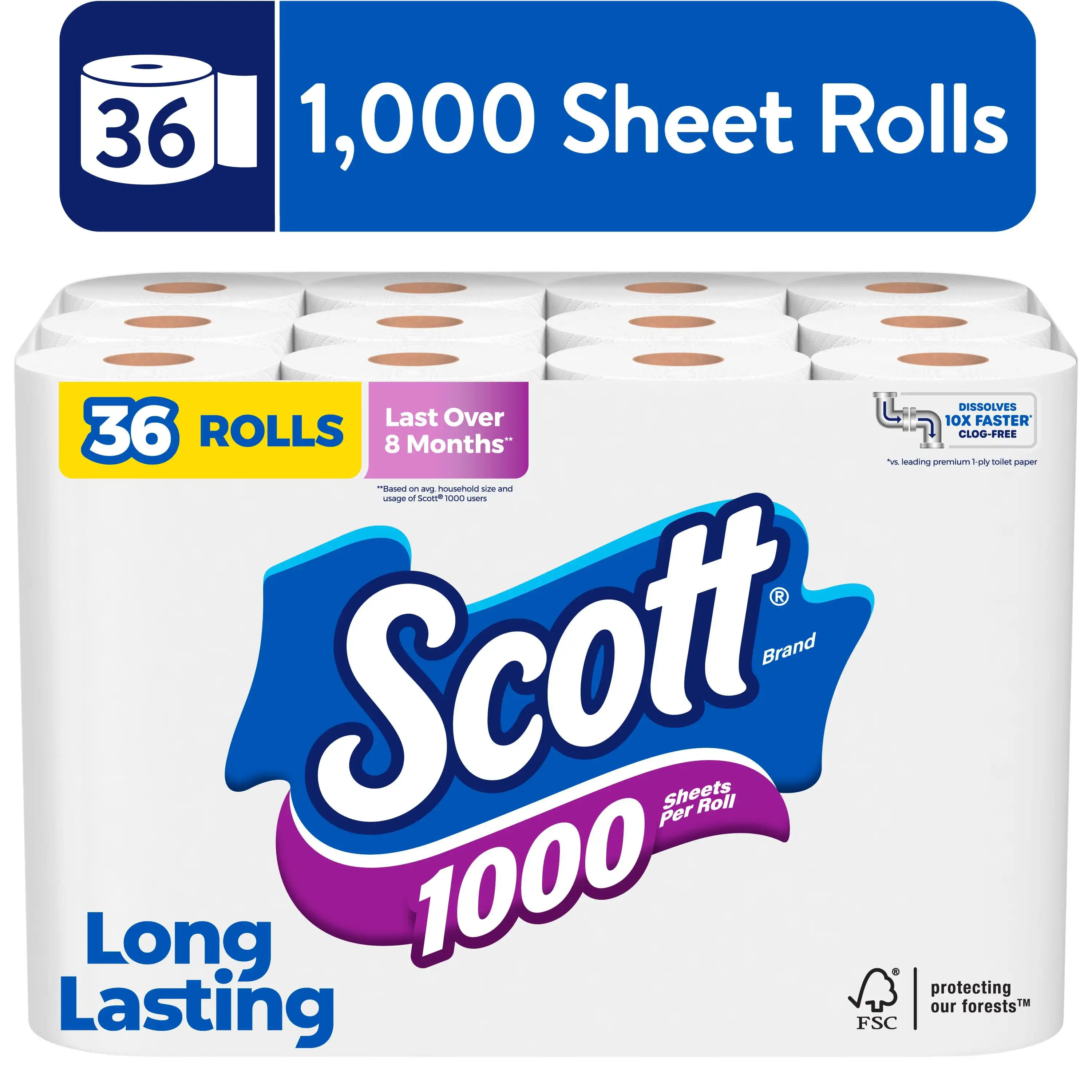 1000 Toilet Paper, 36 Rolls, 1,000 Sheets per Roll - £37.38 GBP