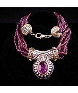 Byzantine necklace / purple GLASS statement necklace / GYPSY choker / ch... - £99.91 GBP