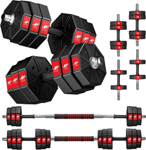 3 in 1 Adjustable Weights Dumbbells Barbell Set, Home Fitness Weight Set Gym Wor - £105.90 GBP