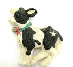 Cow Calf Christmas Magnet Black and White Holstein Poinsettia Collar 2.5... - £3.68 GBP