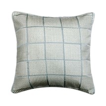 Designer Embroidered Blue Jacquard Silk Throw Pillow Covers - Chevron Sky, 16&quot;x1 - £23.71 GBP+