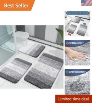 Ultra-Absorbent Grey Bath Mat Set - Fluffy &amp; Quick Dry for Your Bathroom - $868.71 MXN
