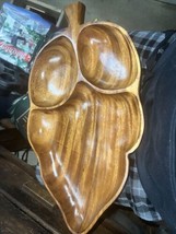 Genuine Monkey Pod Leaf Serving Bowl Monkwood Hand Carved 21” Beautiful! - $24.95