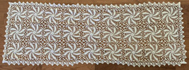 Vintage White Hand Crocheted Pinwheel Table Runner/Dresser Scarf 50&quot;x18&quot; - £15.63 GBP