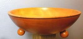 Vintage 12.5&quot;  Wood Bowl with Round Feet RobinHood  Made in California USA MCM - £30.38 GBP