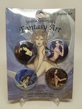 Jessica Galbreth&#39;s Fantasy Art 4 Pin Button Set Sealed - £7.01 GBP