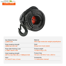 VEVOR 26500/32000 Lbs Synthetic Winch Rope Truck Boat Replacement Line C... - $135.83
