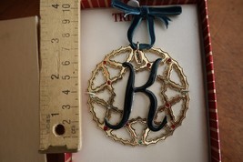 NEW Trifari Christmas Ornament Name Letter K Initial Green Enamel Crysta... - $213.11 MXN