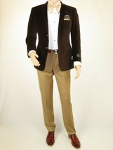 Men&#39;s Velvet Blazer Sport Coat Two Button Side Vents GEORGIO COSANI 491 Brown - £79.91 GBP
