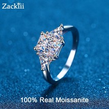 Radiant Cut Moissanite 3 Stone Ring 3 Carat Certified Moissanite Diamond Wedding - £110.40 GBP