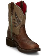 Justin Boots Womens Leather Brown Nettie Square Toe Western Cowgirl 9.5B... - $98.99