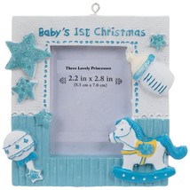  Baby’s First Christmas Photo Ornament 2.2 in x 2.8 in Blue  - £12.39 GBP
