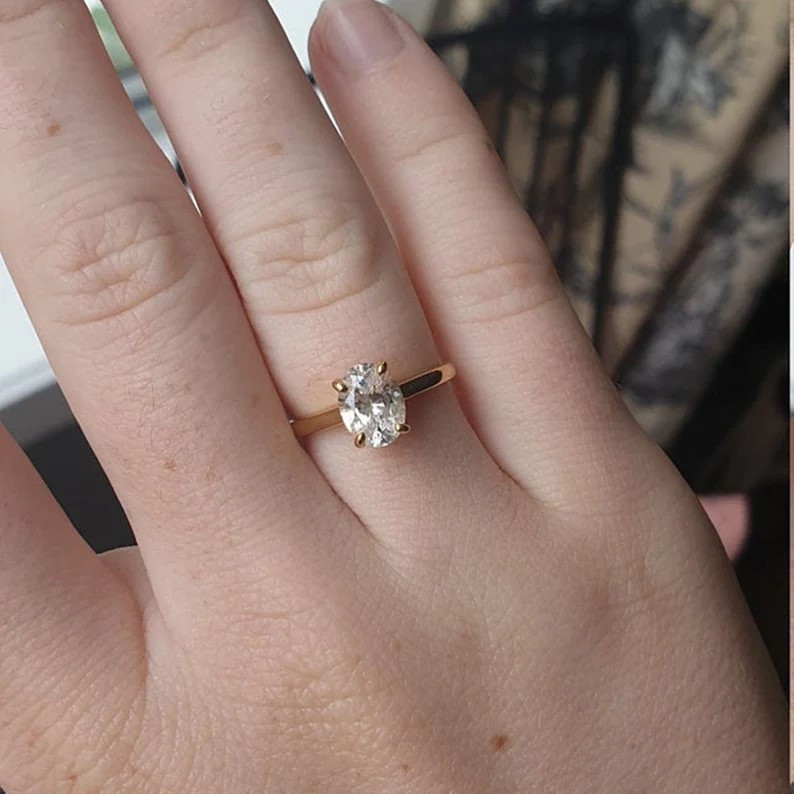925 Silver Oval Cut Solitaire Ring Wonderful Wedding & Engagement Proposal Ring Item image 7