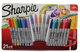 Sharpie Permanent Markers* 21 Count* Ultra Fine &amp; Fine Point*Assorted Co... - $24.74