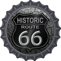 Historic Route 66 Novelty Metal Bottle Cap 12 Inch SIgn - £21.19 GBP