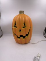 Large Light Up Pumpkin Oblong Jack O Lantern Smiling Halloween Decor Pla... - $23.01