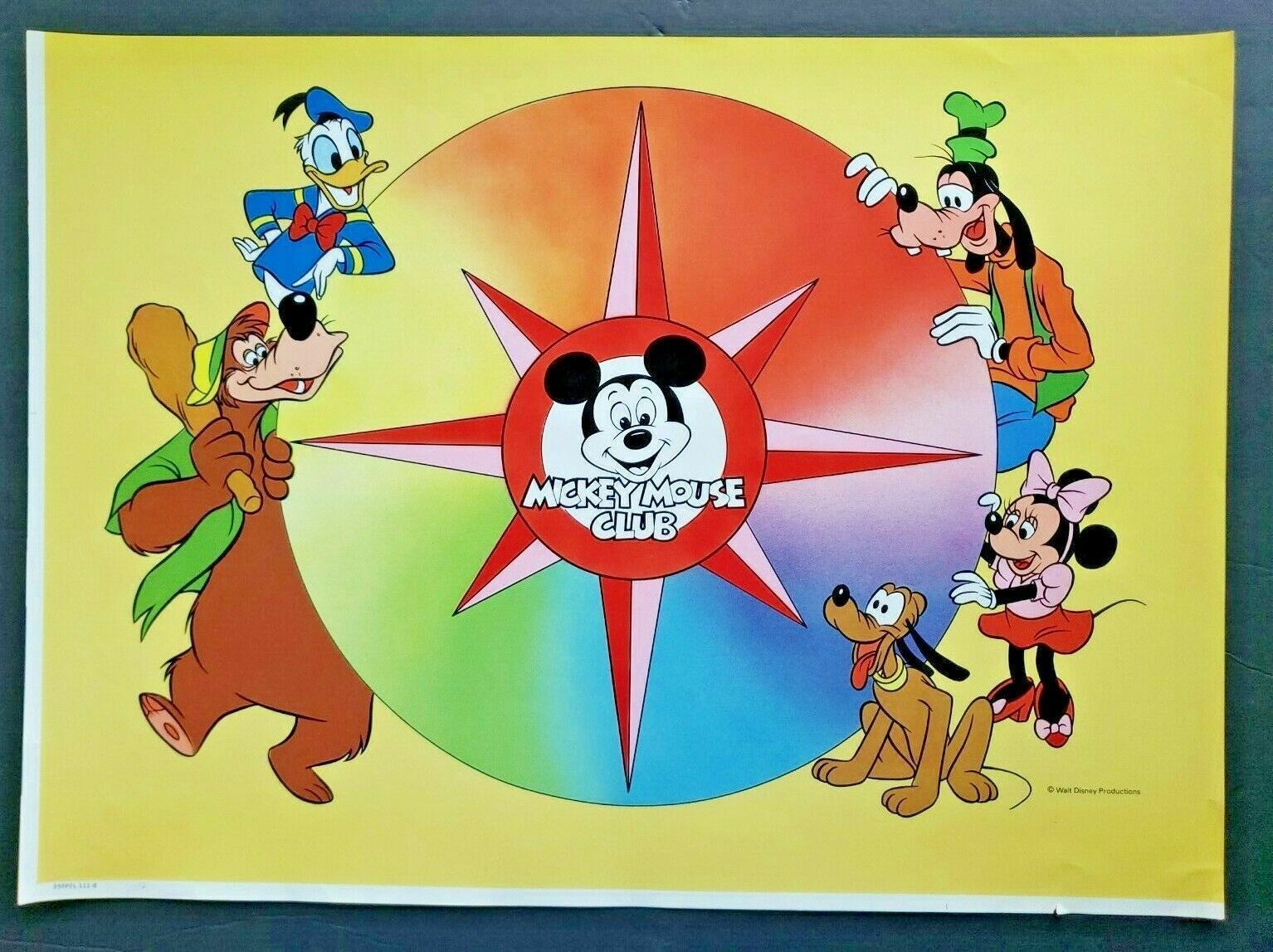 1980's Mickey Mouse Club Vintage Original Disney Character Poster Q - Disneyana