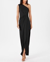 Calvin Klein Draped One-Shoulder Gown Black Size 16 $199 - $88.11