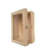 Deep shadow box with glass unfinished wood  5.7&quot; x 8.5&quot; x 3.3&quot; memory box - $28.84