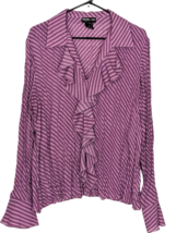 Style &amp;Co Sz 16 Women&#39;s Purple Striped Blouse Accordion Fabric, Front Ru... - £14.22 GBP