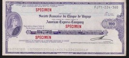 American Express Company &quot;SPECIMEN&quot; issue FF100 Travelers Check in a cri... - $454.90 MXN
