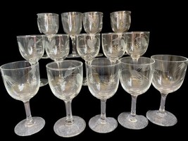 NORITAKE SASAKI - 14 Wheat Etched Cordial Sherry  Glasses 4.25” Tall MCM... - $39.27