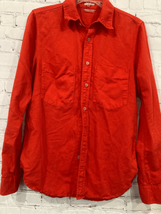 Mother Womens Size Small Button Front Shirt Red Long Sleeve Chest Pockets - £17.51 GBP