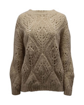 Brunello Cucinelli Open Weave Knit Sweater In Alpaca Wool Women Beige Xxl - $570.00