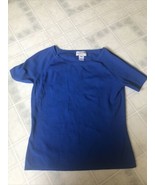 Pendleton Women Sweater Sz Medium Cobalt Blue Scoop Neck Short Sleeve  - £25.48 GBP