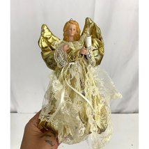 VTG Christmas Angel Christmas Topper Gold and White Lace - $18.00